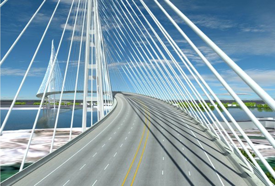 Roadway perspective of the bridge model